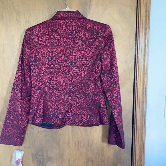 Last Chance NWT VINTAGE red & black print with shimmer blazer - Picture 15 of 16